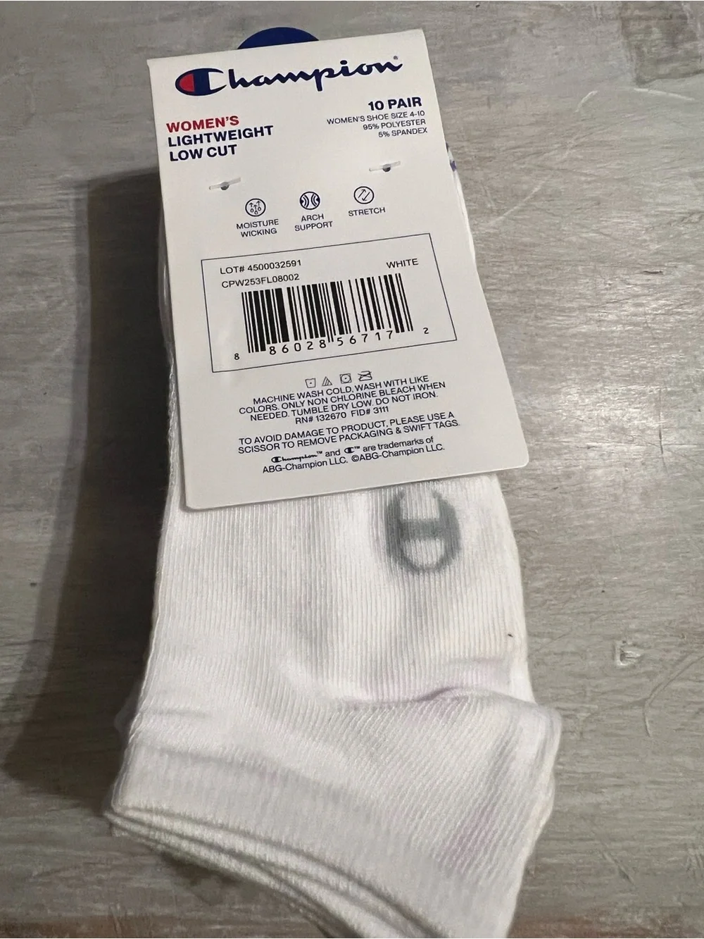 NWT Champion White Ankle Socks with mini logo multi color - 10 Pair